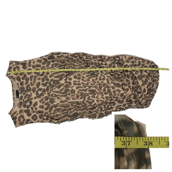 ASOS Design Curve Sleeveless Ruched Mesh Mini Dress - Leopard Print-multi -US 16 - Picture 3 of 16